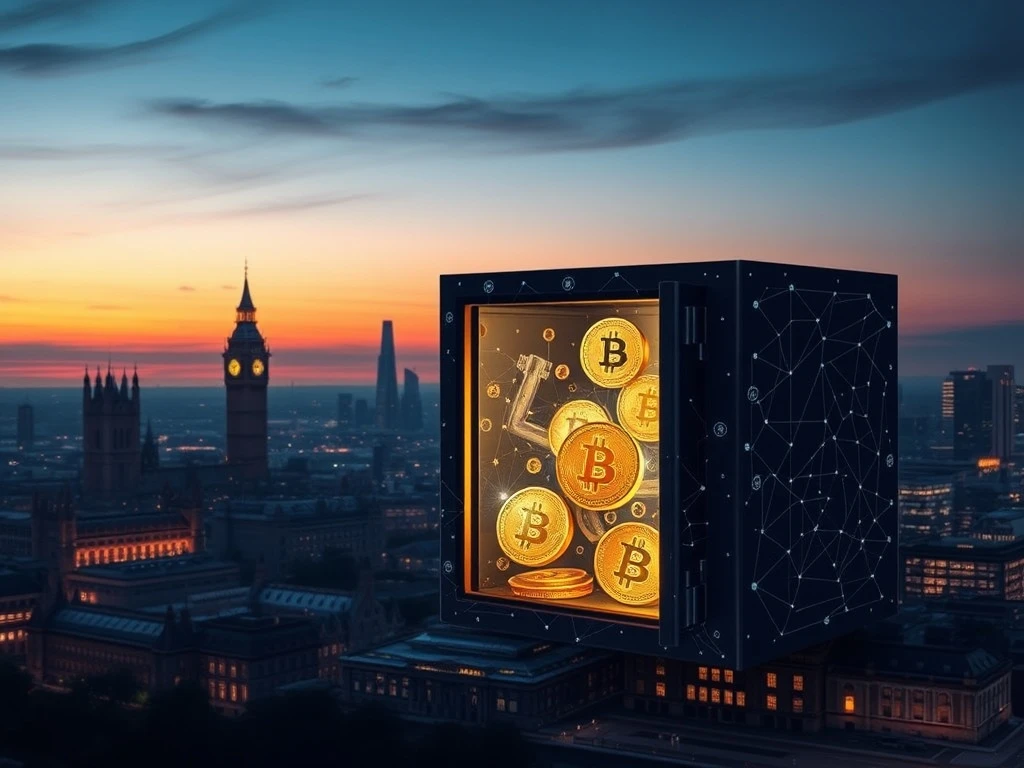 A digital representation of Satsuma Technology's groundbreaking £100M Bitcoin treasury, illustrating UK corporate Bitcoin adoption.