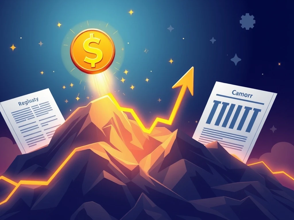 SC cryptocurrency rocket soaring amid regulatory documents and financial charts