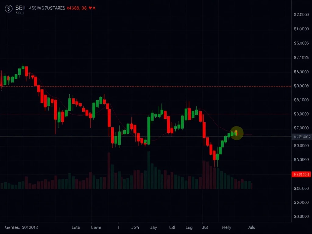 SEI price chart showing key resistance and support levels with 10-day SMA