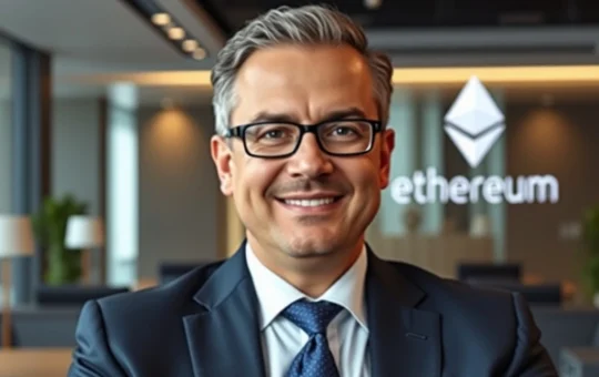 Joseph Chalom, former BlackRock executive, shaking hands with SharpLink leadership, symbolizing a new era for Ethereum News Today and DeFi strategies.