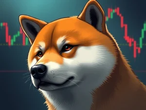 SHIB cryptocurrency price chart showing critical support levels at risk