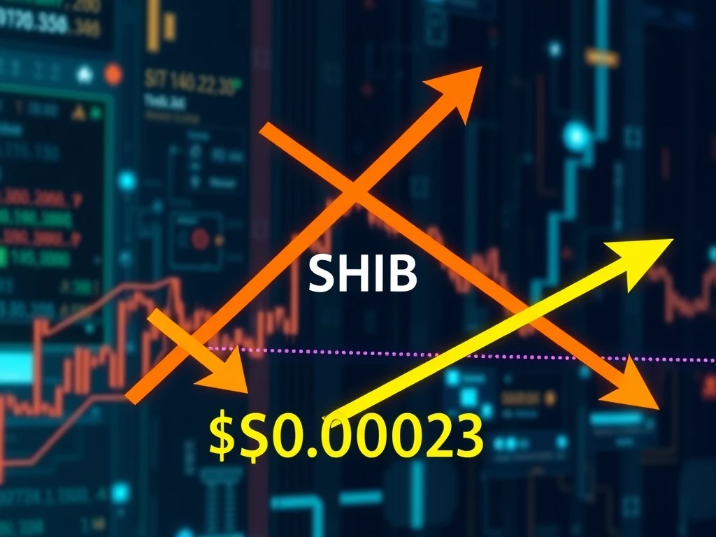 SHIB cryptocurrency chart showing symmetrical triangle pattern and potential breakout to $0.00023
