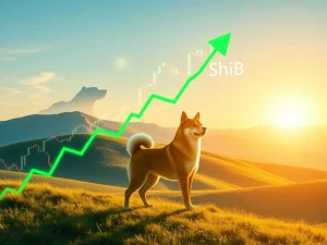 A chart depicting the upward trajectory of Shiba Inu (SHIB) price, symbolizing its potential for a 67% gain driven by recent liquidity and market analysis.
