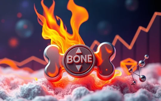 Shibarium BONE burn mechanism ignites, showing community vote success and a BONE price surge.