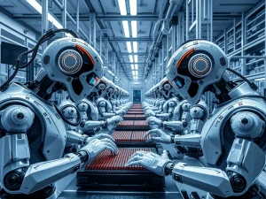 AI-driven chip manufacturing in a high-tech semiconductor facility