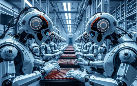 AI-driven chip manufacturing in a high-tech semiconductor facility