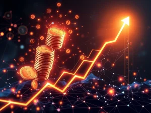 Visualizing SLF Token's explosive 657% cryptocurrency surge driven by new blockchain development and investor confidence.