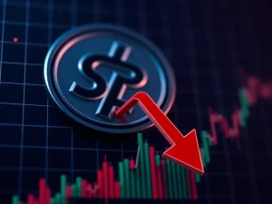 SLP token price crash shown on a dramatic cryptocurrency chart