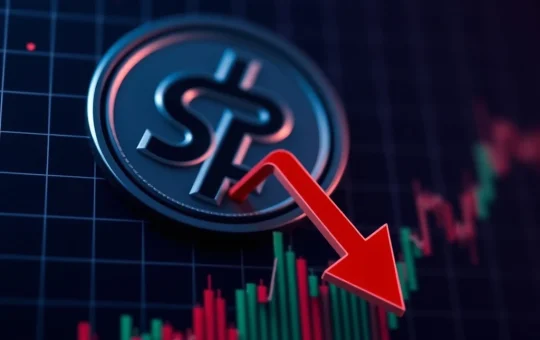 SLP token price crash shown on a dramatic cryptocurrency chart