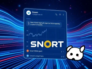 Snorter SNORT's Telegram bot interface, showing rapid crypto presale growth and altcoin market activity.