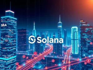 Solana's ambitious roadmap for Internet Capital Markets, illustrating drastic transaction fee cuts and blockchain infrastructure advancements.