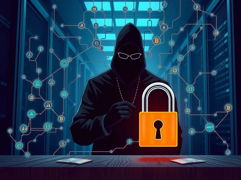Digital representation of a CoinDCX hack, highlighting the $44.2M stolen from Solana liquidity by the Lazarus Group, emphasizing crypto security vulnerabilities.