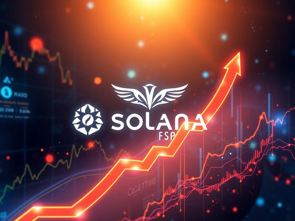 A vibrant graphic illustrating the REX-Osprey Solana ETF's rapid growth with JitoSOL integration, symbolizing innovative crypto investment.
