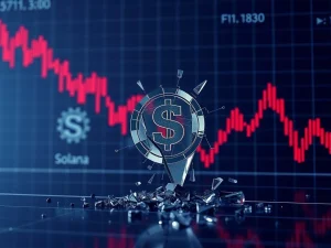 Chart showing a steep decline, symbolizing Asymmetric's Liquid Alpha Fund collapse, amidst Solana crypto volatility.