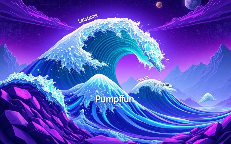 A visual representation of Solana Letsbonk's rapid dominance in the bonding curve volume market, symbolizing its ascent over competitors like Pump.fun.