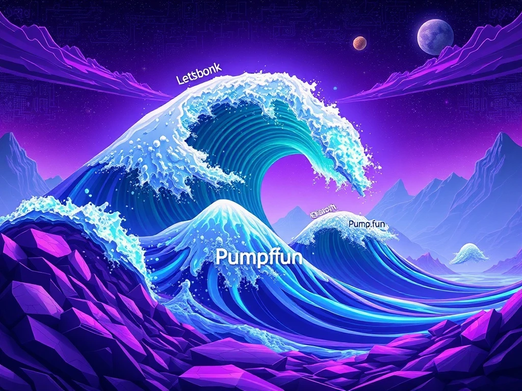 A visual representation of Solana Letsbonk's rapid dominance in the bonding curve volume market, symbolizing its ascent over competitors like Pump.fun.