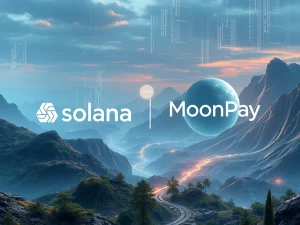 MoonPay's new platform interface showcasing Solana liquid staking with an 8.49% APY, highlighting the potential for crypto staking growth.