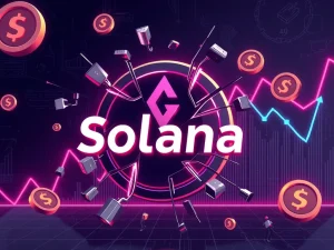 Solana logo under pressure amid meme coin controversy and price drop