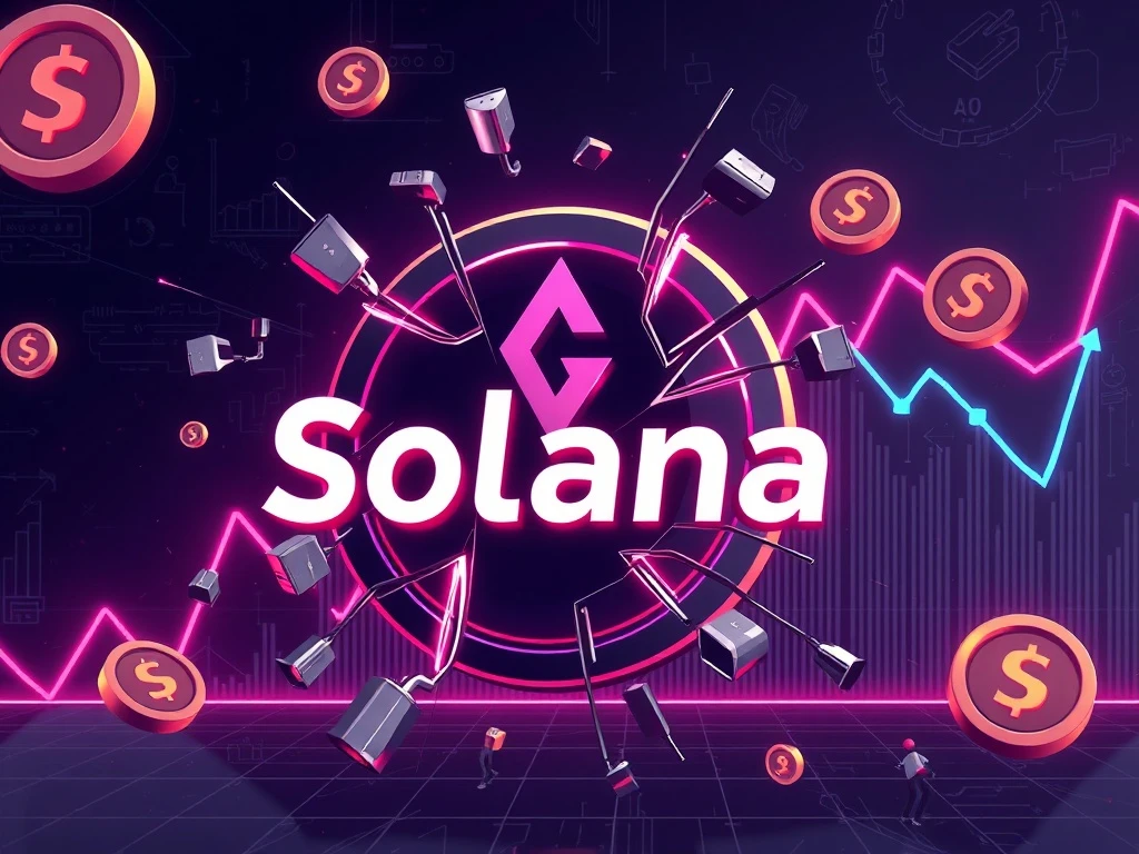 Solana logo under pressure amid meme coin controversy and price drop