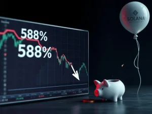 A graph showing a steep decline, symbolizing the 58% plummet of the PUMP token after Pump.fun's Solana meme coin buyback.