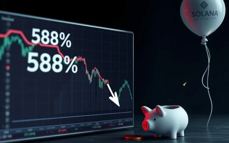 A graph showing a steep decline, symbolizing the 58% plummet of the PUMP token after Pump.fun's Solana meme coin buyback.