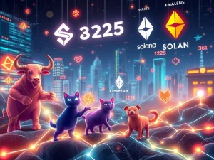 Illustrating the explosive growth of Solana meme tokens and other innovative cryptocurrencies in the 2025 crypto market.