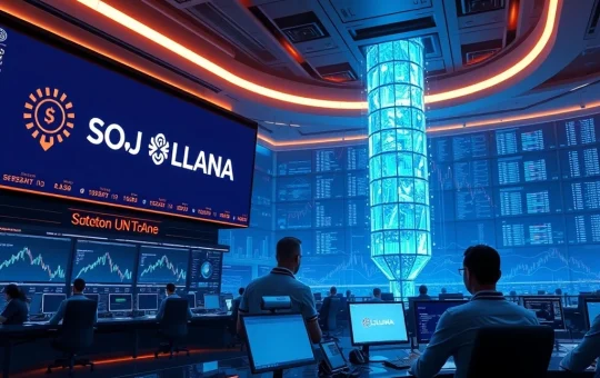 Solana news highlights CBOE's staked INJ ETF filing on a digital trading floor