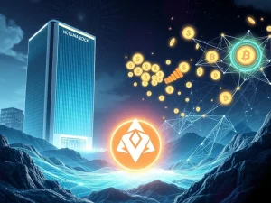 A dynamic visual representing Solana News Today, showing institutional finance, meme coins, and tech innovation shaping the 2025 crypto market.