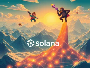 Depicts the Solana NFT market's explosive growth, with CryptoPunks leading a significant market cap surge.