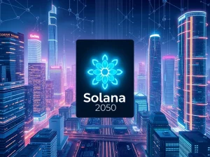Solana's potential 500% growth by 2050 in a futuristic blockchain landscape