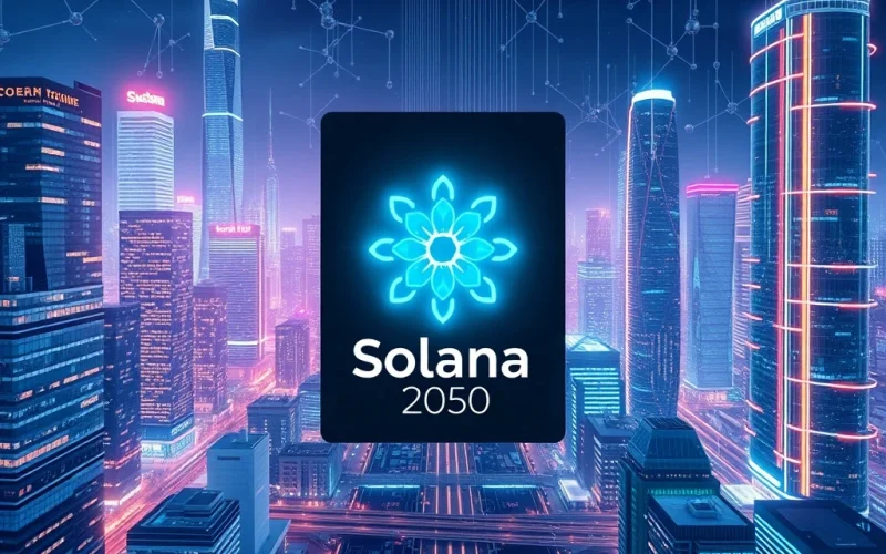 Solana's potential 500% growth by 2050 in a futuristic blockchain landscape