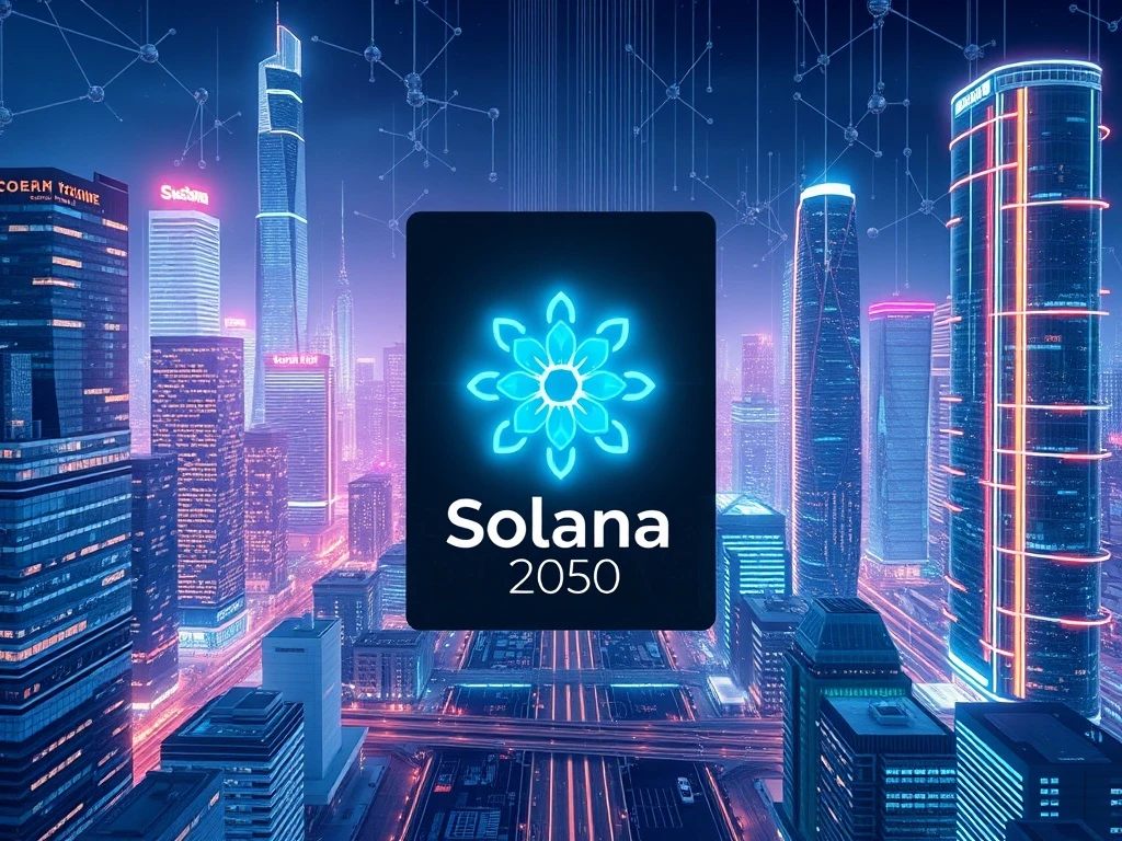 Solana's potential 500% growth by 2050 in a futuristic blockchain landscape