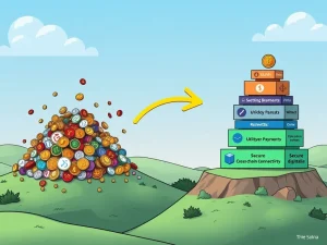 A visual representation of the evolving crypto market, showing Solana investors shifting from volatile meme coins to stable, utility-driven projects like Remittix.