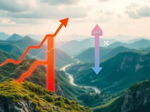 A visual representation of RTX crypto's remarkable surge contrasting with Solana and XRP's recent declines amidst market volatility.