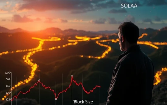 Solana blockchain's 20% block size increase impacting SOL price, showing network progress amidst crypto volatility.