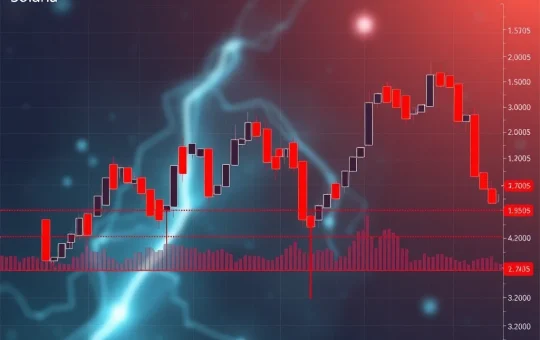 A technical chart illustrating the sharp bearish breakdown of Solana (SOLUSDT) price, highlighting key support and resistance levels.