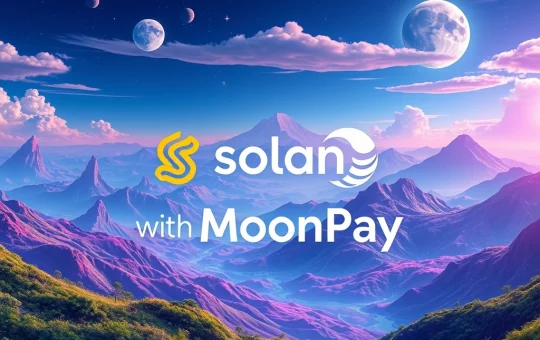 A digital representation of MoonPay's platform facilitating Solana liquid staking, symbolizing high crypto yield opportunities.