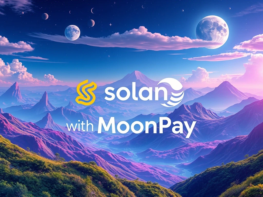 A digital representation of MoonPay's platform facilitating Solana liquid staking, symbolizing high crypto yield opportunities.