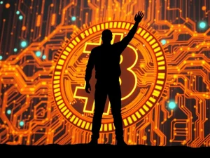 A solo Bitcoin miner celebrates a monumental $373K block win, symbolizing triumph against overwhelming Bitcoin mining difficulty.