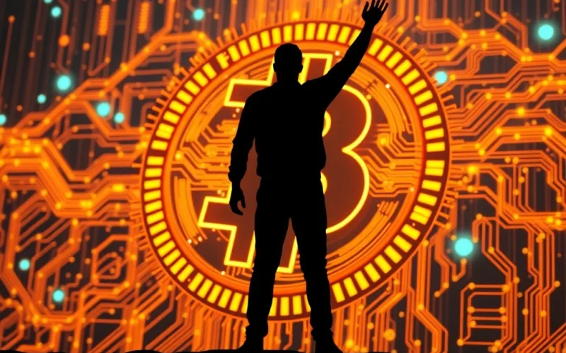 A solo Bitcoin miner celebrates a monumental $373K block win, symbolizing triumph against overwhelming Bitcoin mining difficulty.
