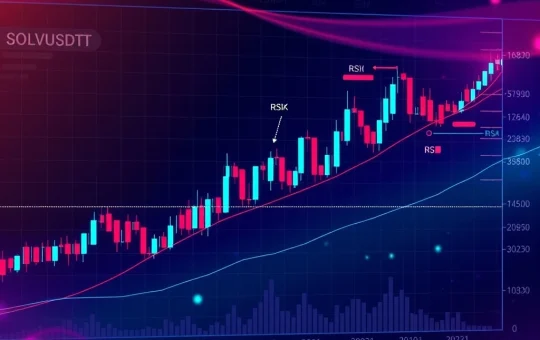 A digital chart displaying Solv Protocol (SOLVUSDT) price movements and technical indicators, illustrating a 24-hour crypto technical analysis.