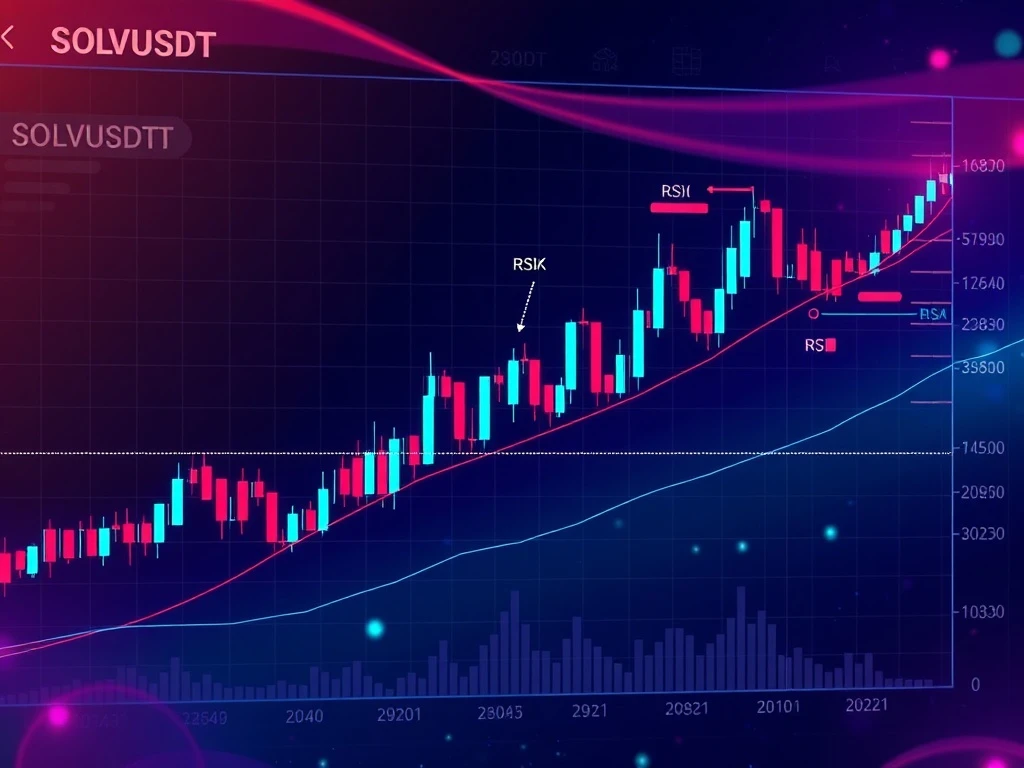 A digital chart displaying Solv Protocol (SOLVUSDT) price movements and technical indicators, illustrating a 24-hour crypto technical analysis.