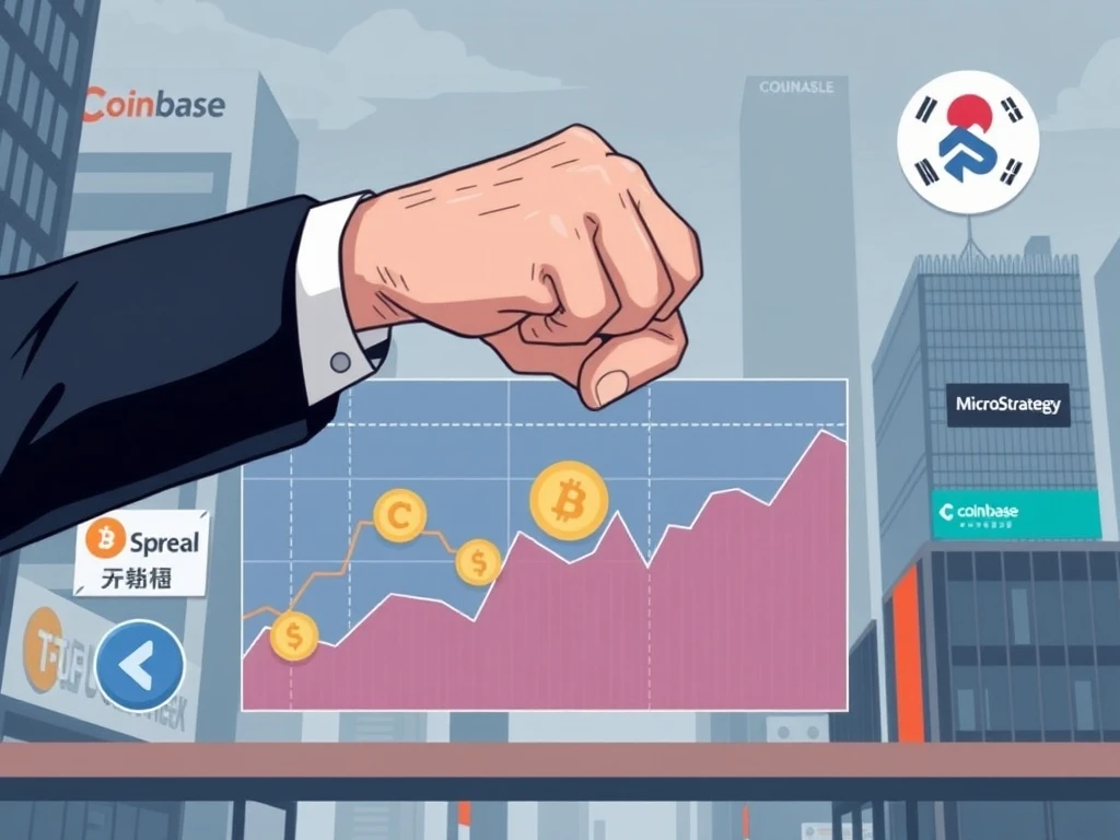 South Korea crypto regulator's hand signaling caution over crypto charts, impacting asset managers and their exposure.