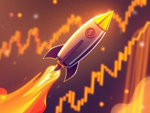 Spark altcoin surging with a glowing price chart in the background