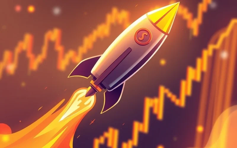 Spark altcoin surging with a glowing price chart in the background