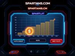 Spartans.com crypto crash game interface with auto-cashout and strategy tools
