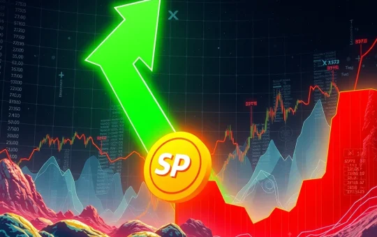 A chart illustrating SPK crypto's remarkable 112136% annual growth contrasted with recent extreme crypto volatility, highlighting market resilience.