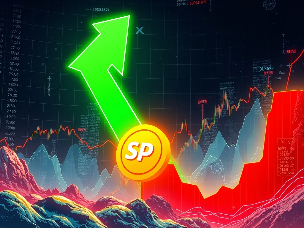 A chart illustrating SPK crypto's remarkable 112136% annual growth contrasted with recent extreme crypto volatility, highlighting market resilience.