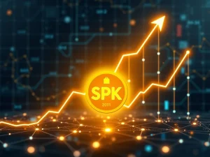 Visualizing SPK token's explosive 88475% growth, showcasing strategic developments and market optimism.
