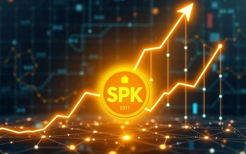 Visualizing SPK token's explosive 88475% growth, showcasing strategic developments and market optimism.